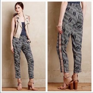 Anthropologie Hei Hei Lourinha Leaf Stripe Jogger Tuxedo Pants XS